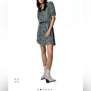 Zadig & Voltaire Green Floral Mini Dress Small